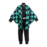 Adult Tanjirou Green Kimono Outfit Set Cosplay Costume Halloween Suit
